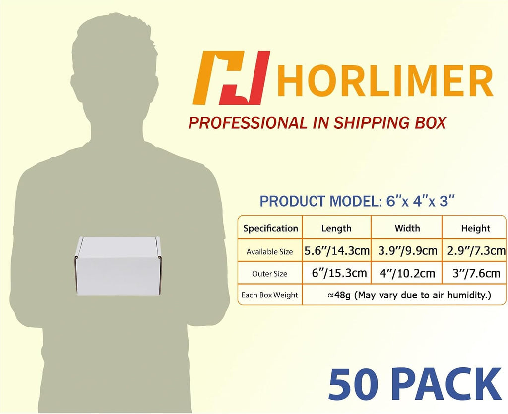 6x4x3 inches Shipping Boxes Set of 50, White Corrugated Cardboard Box Literature Mailer