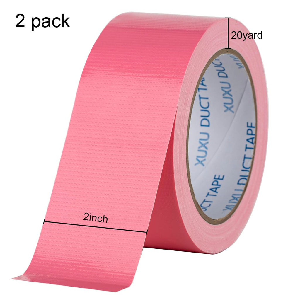 2 Pack Pink Duct Tape Heavy Duty Waterproof 40 Yards x 2 Inch Total