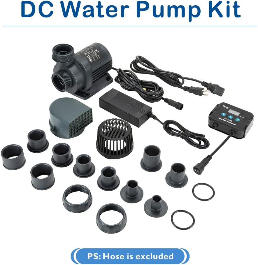 24V DC Water Pump Inline/Submersible Saltwater Aquarium Pump with LCD Display Controller 1350 GPH Return Pump for