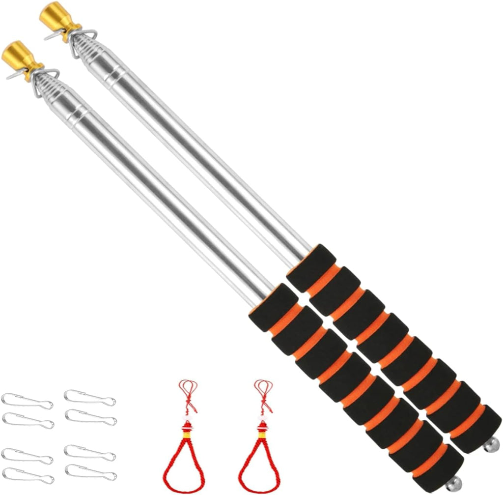 Stainless Steel Telescoping Flag Pole, Portable Handheld Outdoor Rod | Telescopic adjustable design, flexible length