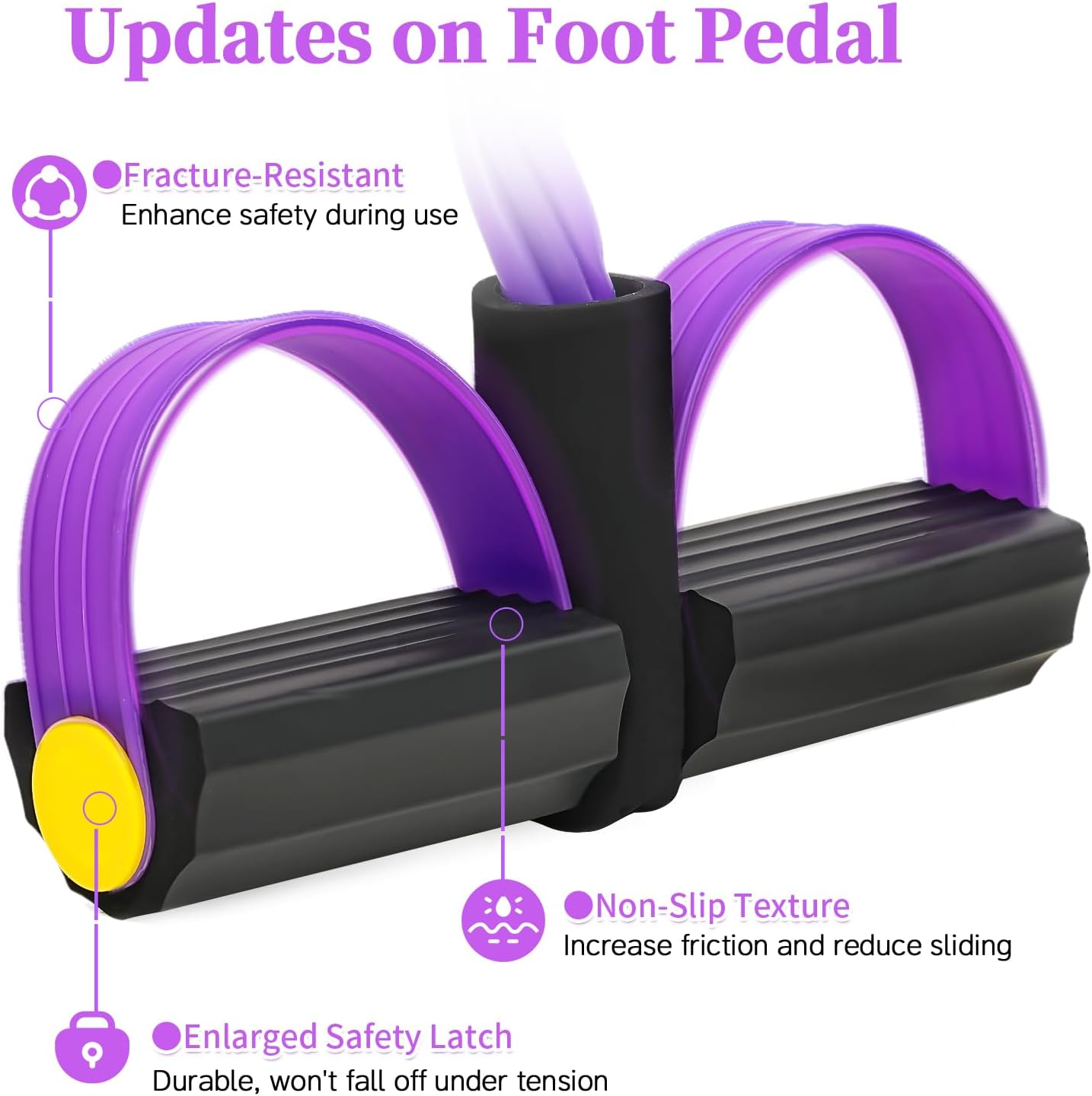 Pedal Resistance Bands with Handles, Upgrade 6-Tubes Elastic Bands for Exercise, Natural Rubber Foot Pedal Resistance
