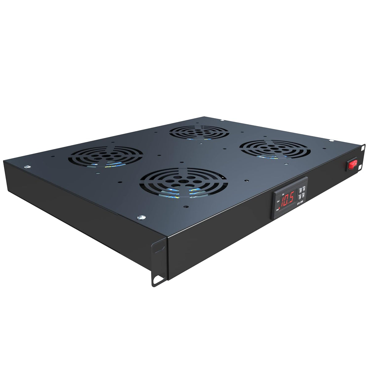 Rack Mount Fan - 4 Fans 1U 19" w/Adjustable Temperature & Digital Display