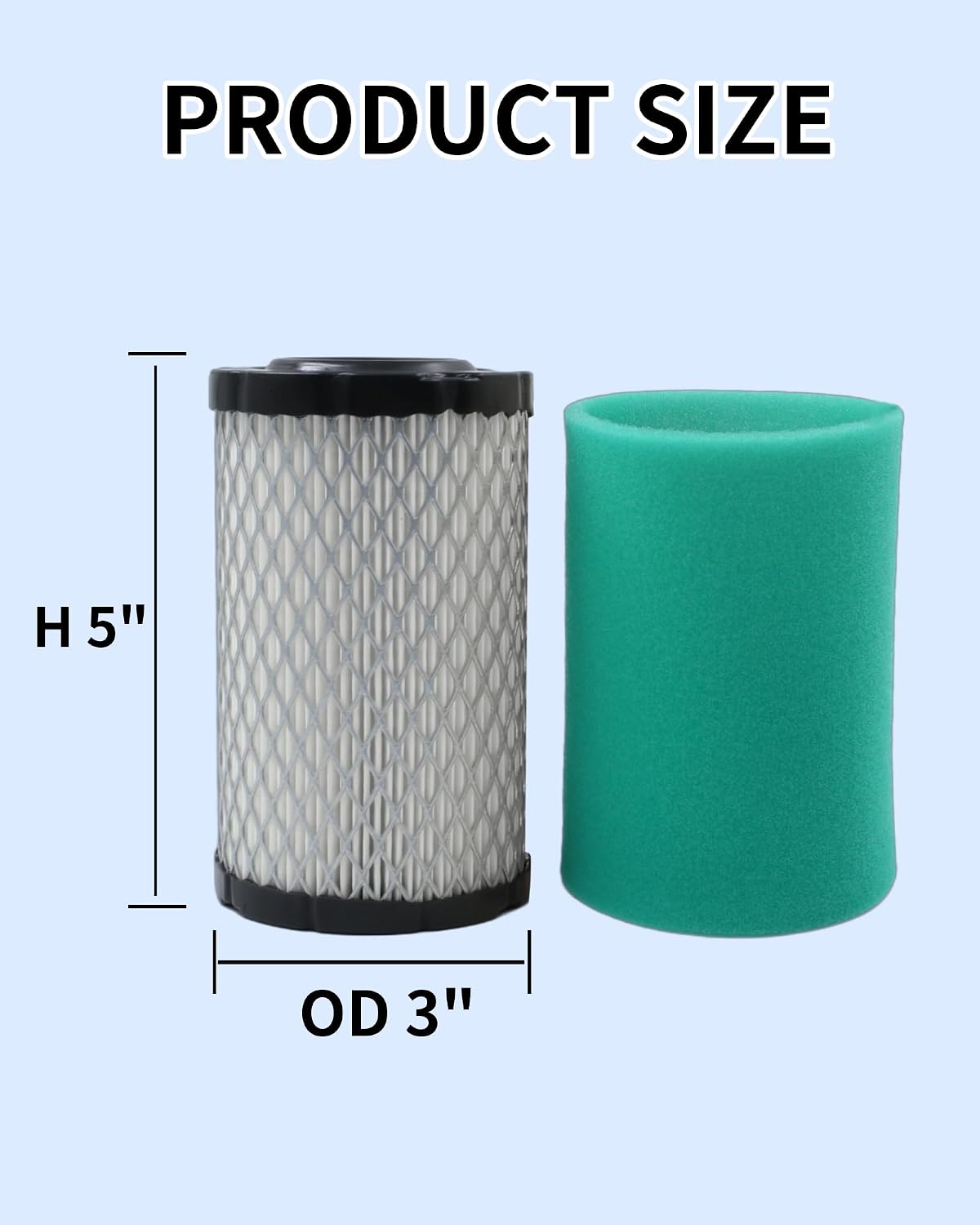 796031 Air Filter Element Fits John Deere D140 D105 D110 d130 E100 S100 S130 E130 Z235 Z255 100 Series Lawn Tractor Mower Parts Cleaner MIU14395 MIU13038 GY21435 MIU13963 590825 (1 pack)