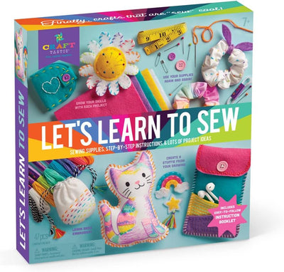 Let’s Learn to Sew – Mini Sewing Kit, Arts and Crafts, Art Supplies, Embroidery Kit for Beginners, Includes Sewing