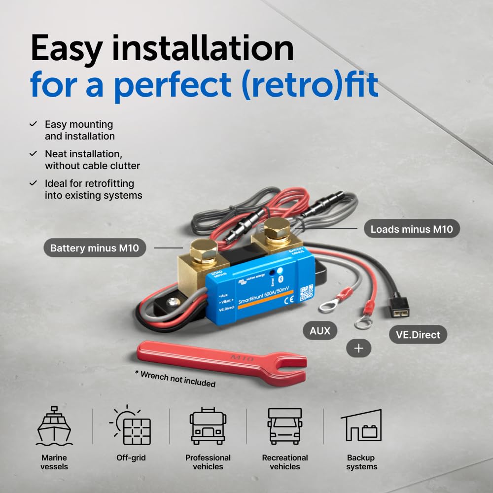 Smart Battery Shunt IP65 - Battery Monitor (Bluetooth) - Victron Smart Shunt with Detailed in-app Insights