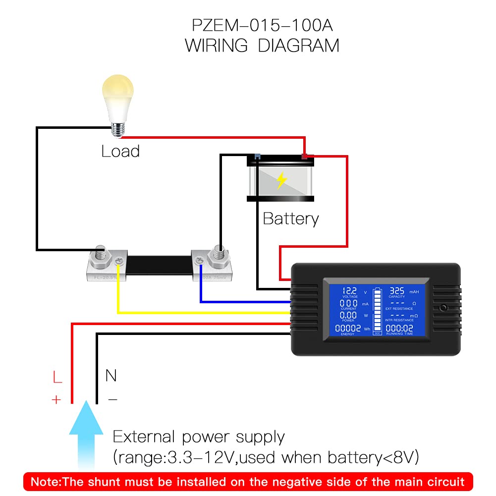 DC 0-200V 100A Digital Battery Monitor Meter, LCD, Solar, Multifunction | Solar Power Meter, Multimeter, Ammeter