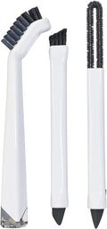 Small Cleaning Brush Set 3pcs—Crevice Brushes for Cleaning—Scrub Brushes Set with Silicone Tipped Scrub Brush—Stiff