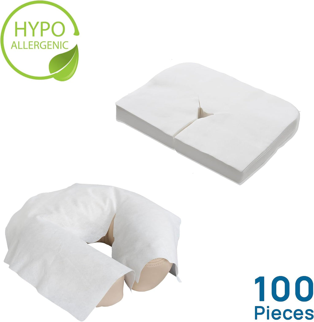 Flat Disposable Face Cradle and Headrest Covers – Medical-Grade, Ultra Soft, Luxurious, Non-Sticking Massage Headrest
