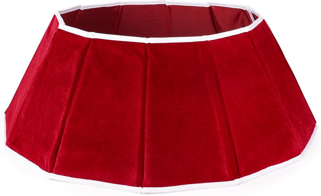 Christmas Tree Collar Red Velvet Folable Christmas Tree Ring Tree Skirt for Artificial Trees Base Stand Cover