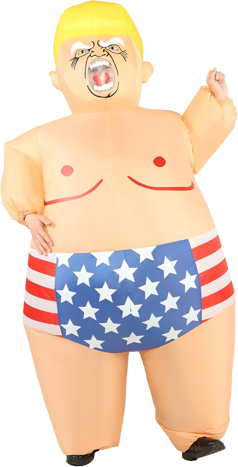 President Inflatable Costume for Adults, Funny Sumo Blow Up Costume for Halloween Party Holiday Cosplay
