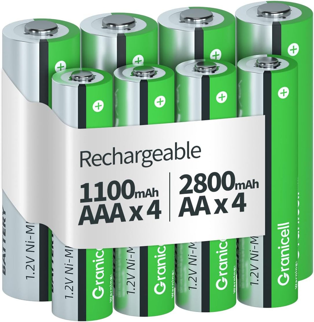 8 Sets NiMH 4 Pack AA & 4 Pack AAA Rechargeable Batteries | 1.2V for Blink Cameras, Smart Locks Alarms & Tech