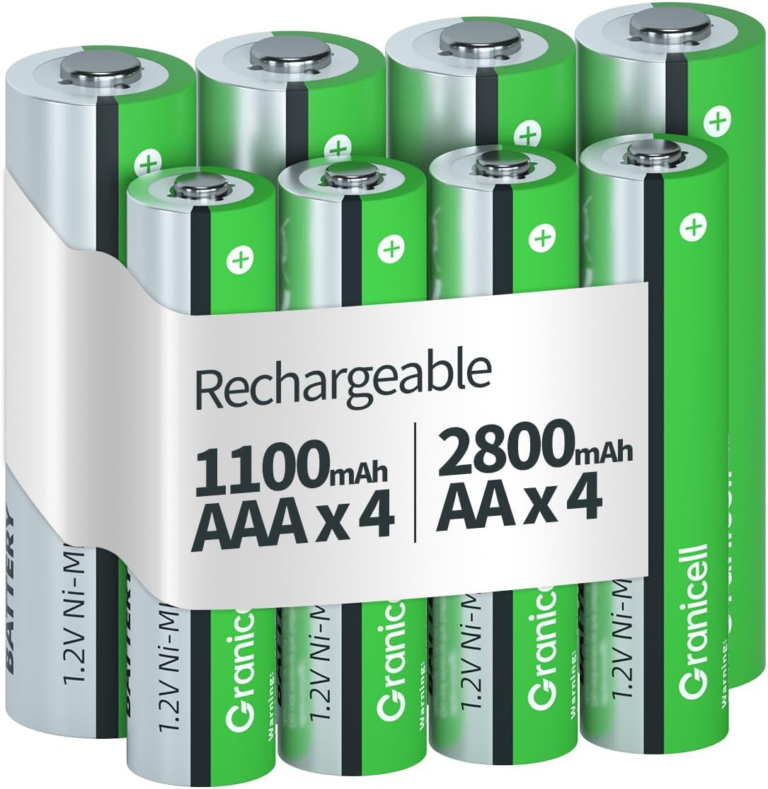 8 Sets NiMH 4 Pack AA & 4 Pack AAA Rechargeable Batteries | 1.2V for Blink Cameras, Smart Locks Alarms & Tech