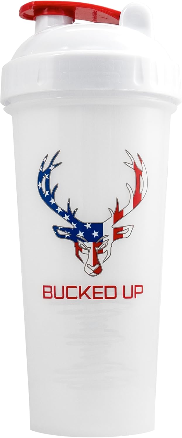 Perfect Shaker Bottle, 28oz, BPA-Free, Dishwasher Safe, Leak-Proof, Red White and Blue USA Flag Design