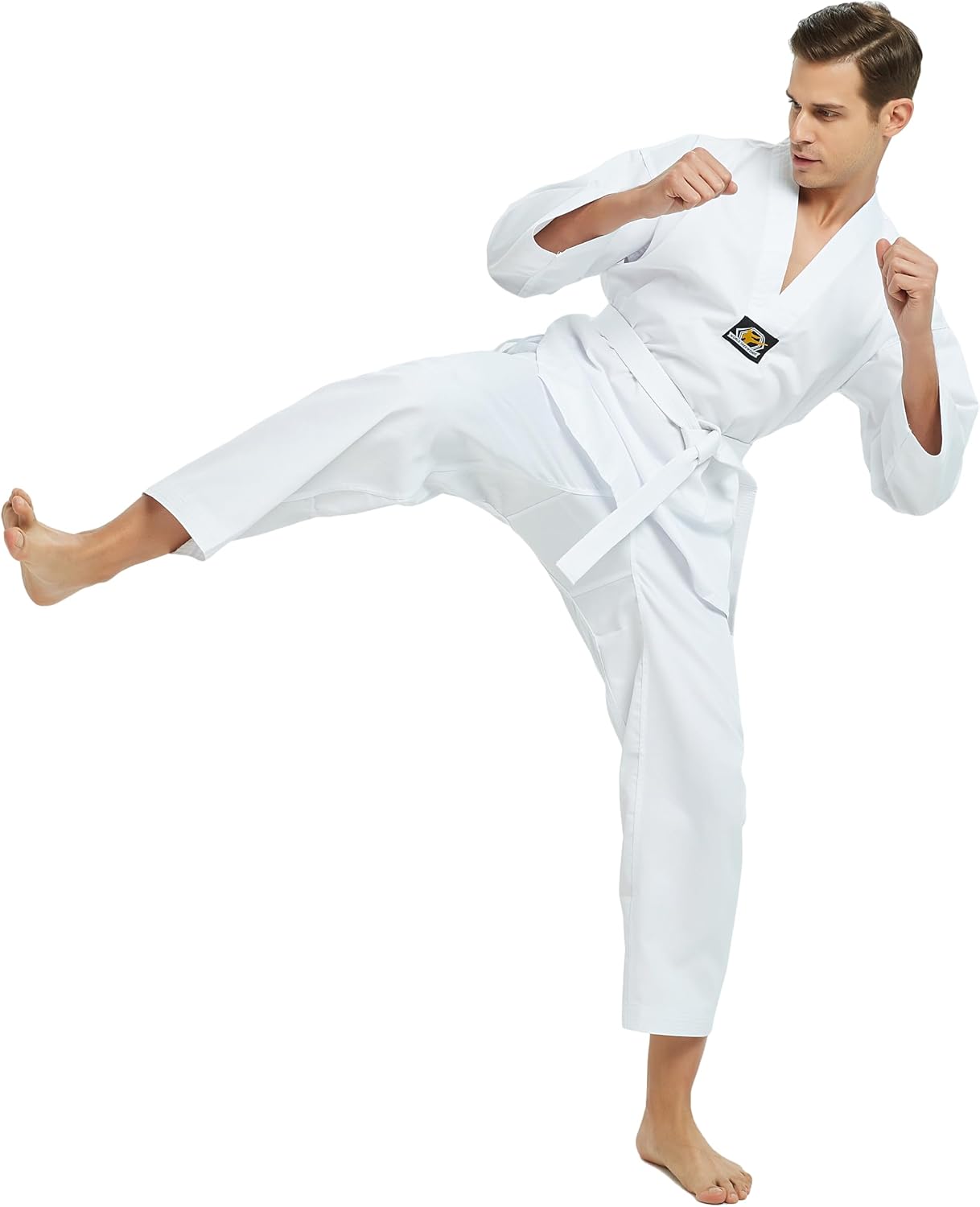 V-Neck Taekwondo Uniform for Kids Adults, TKD Dobok Martial Art | Durable 7.5 oz polyester cotton, V-neck jacket