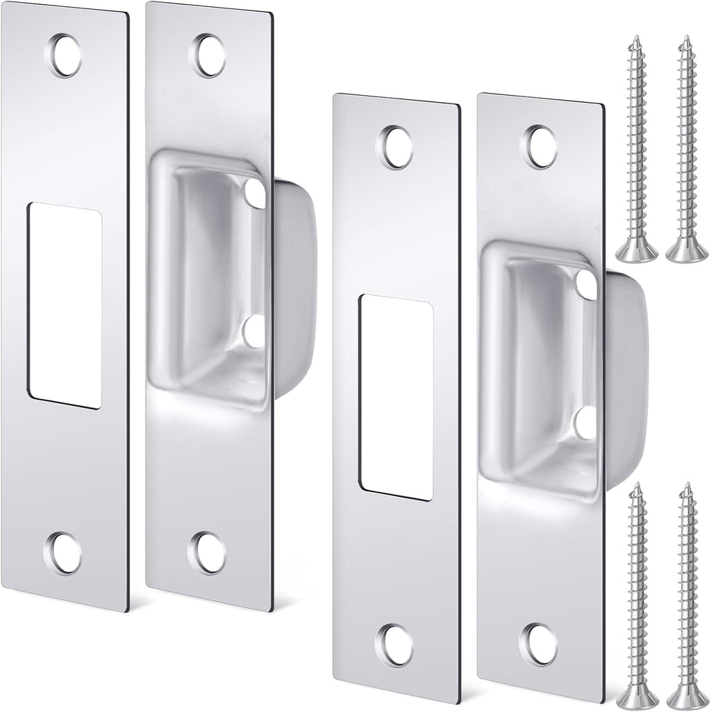 2 Pcs 1-1/4" x 4-7/8" Box Strike Plate, Silver | Rv & Exterior Door Lock Striker Plate for Deadbolt, Universal
