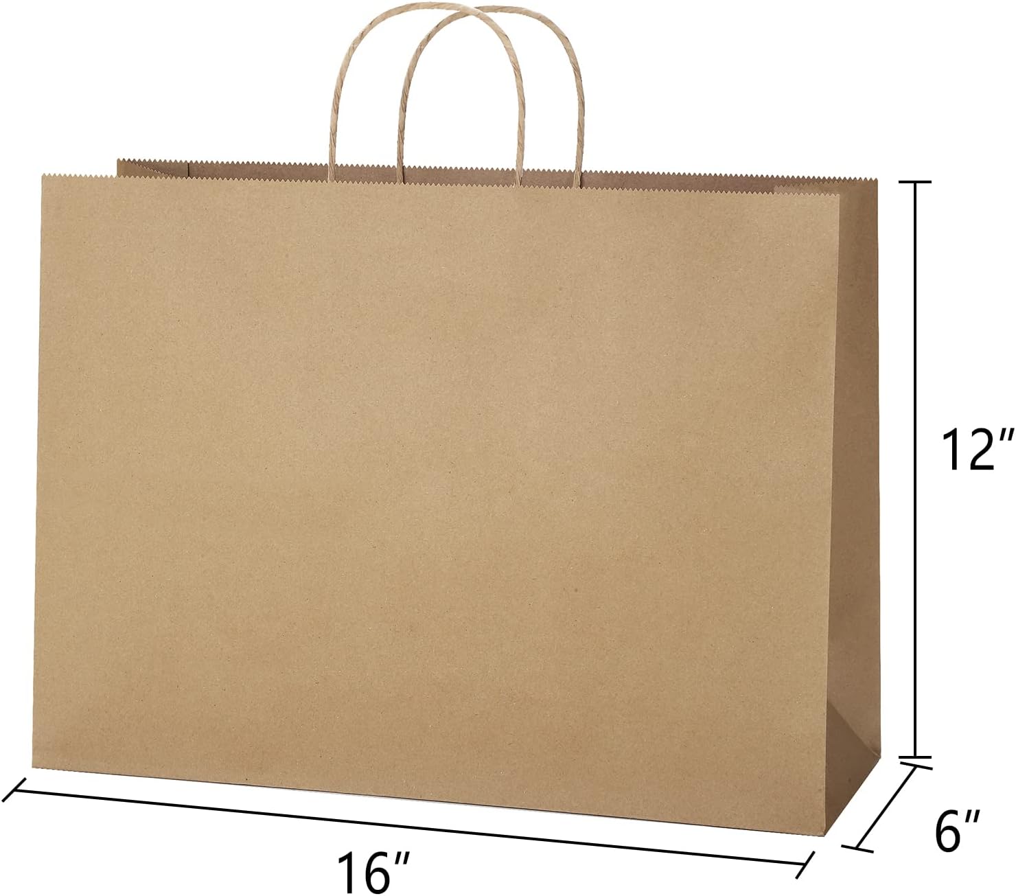 Brown Paper Bags with Handles 16x6x12, 25 Pack Large Kraft Paper Bags Bulk, Tote Bag Shopping Bags, Paper Gift Bags