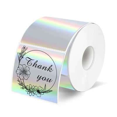 2"x2" Silver Square Thermal Label Stickers,Self-Adhesive Square Direct Thermal Labels,300 Sheets with Perforation