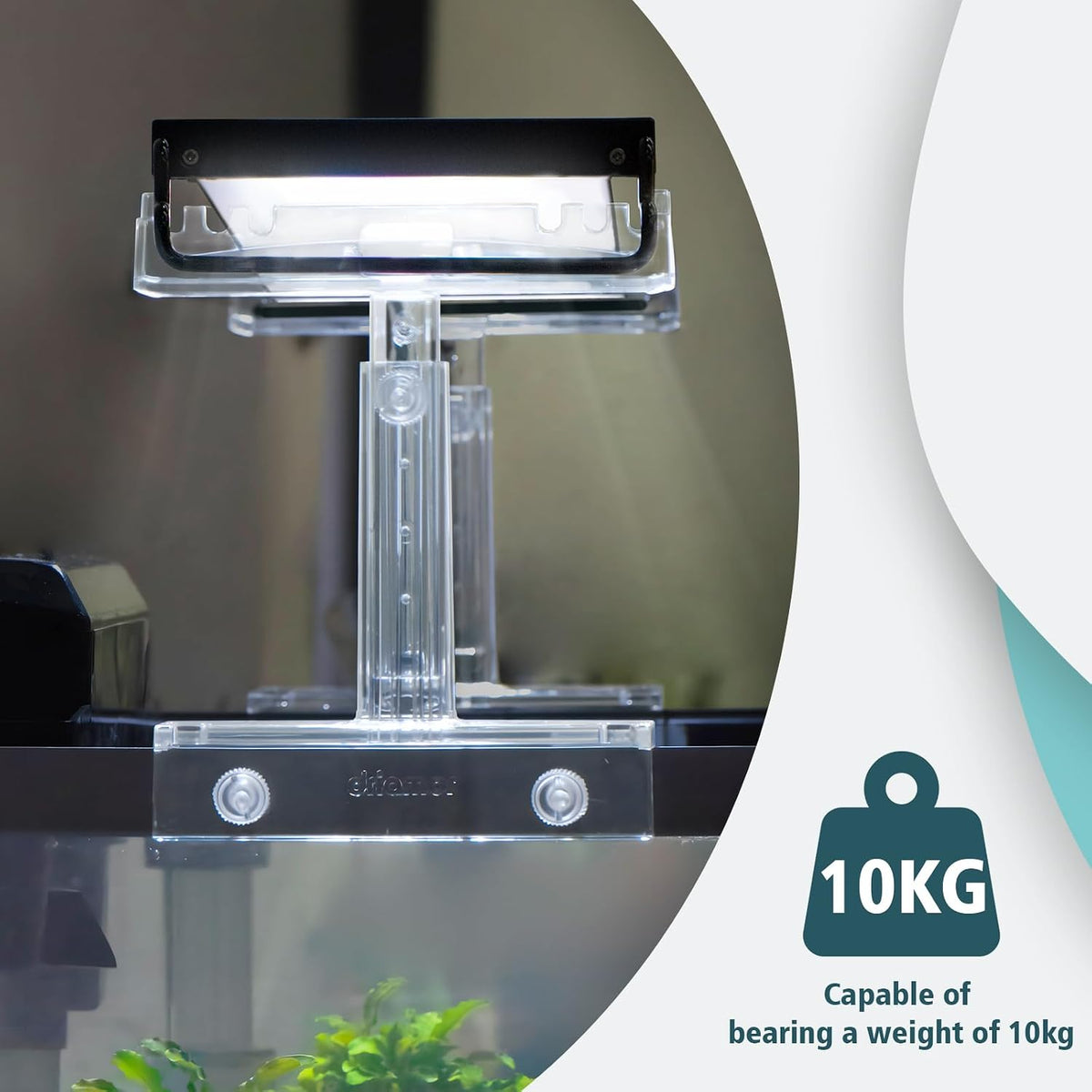 Aquarium Light Holder Adjustable, Clear Acrylic Fish Tank LED Light Riser Stand Aquarium Lamp Brackets Kit 2pcs