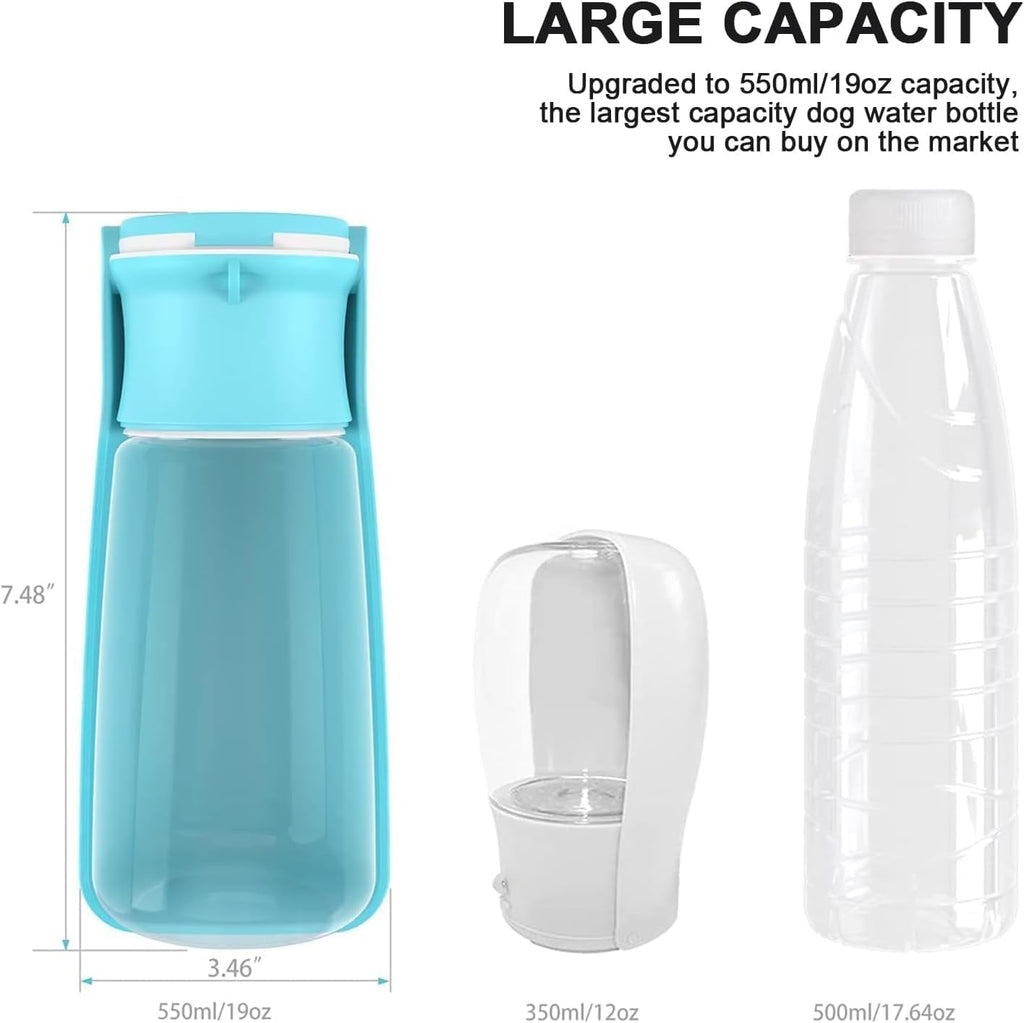 Portable Dog Small Animals Water Bottle for Walking 19 OZ or 12 OZ Pet Water Bottles for Puppy Medium Large Dogs