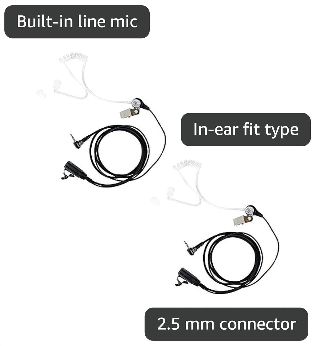 Acoustic Tube Earpiece 2-Pack Compatible with MH230R MR350R T200 | Surveillance Headset, Covert, PTT Mic, Comfort