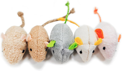 cat Toys 5pcs Mouse Toys, Interactive Catnip Animal Toys for Indoor Kittens to Eliminate Boredom for Bored Indoor