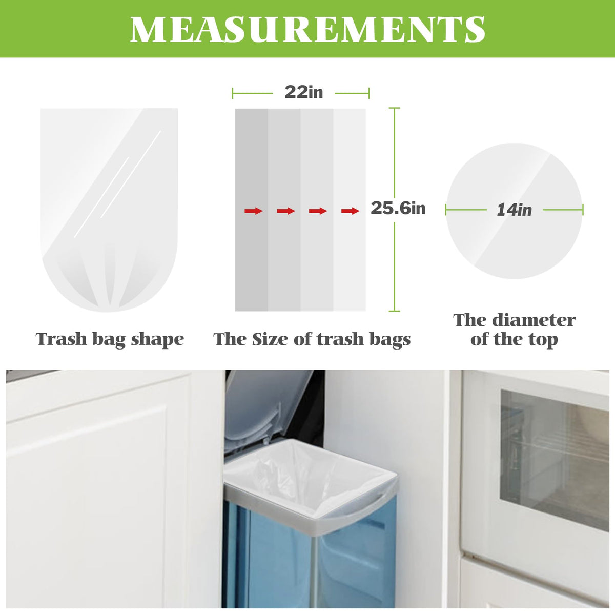 Medium Clear Trash Bags 8 Gallon 330 Count Kitchen Garbage Bags