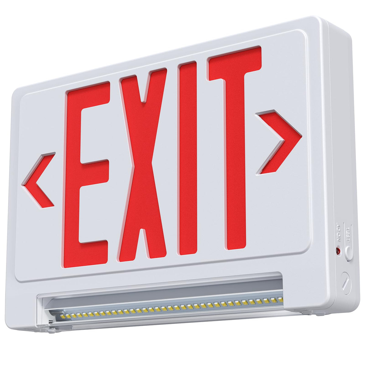 Exit Sign with Emergency Light, Adjustable LED Bar, 90-Min Battery Backup