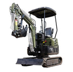 Terror XIII Mini Excavator, 13.5 HP Gas Engine, Compact Tracked Digger with Canopy, Military Green
