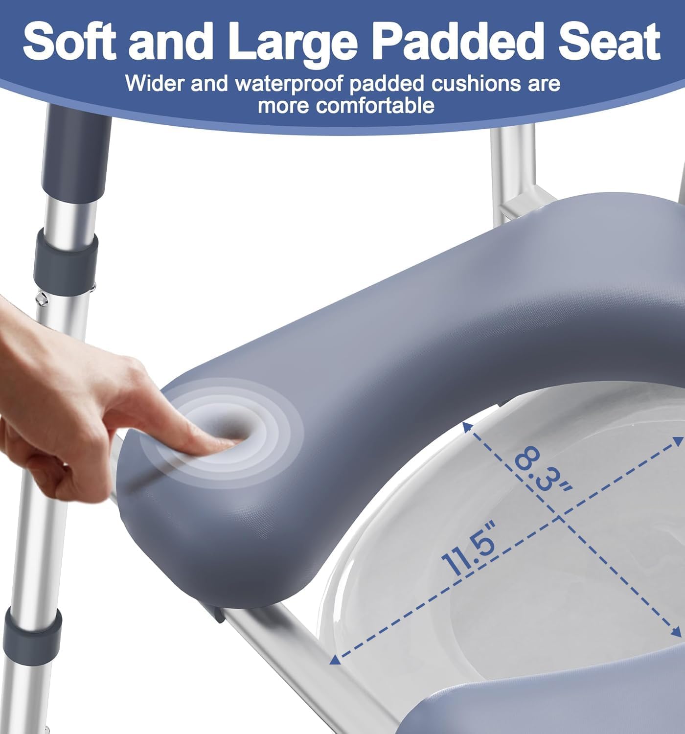 Toilet Seat Risers for Seniors, Raised Toilet Seat with Handles | Elevated Toilet Seat with Padded Seat, Adjustable