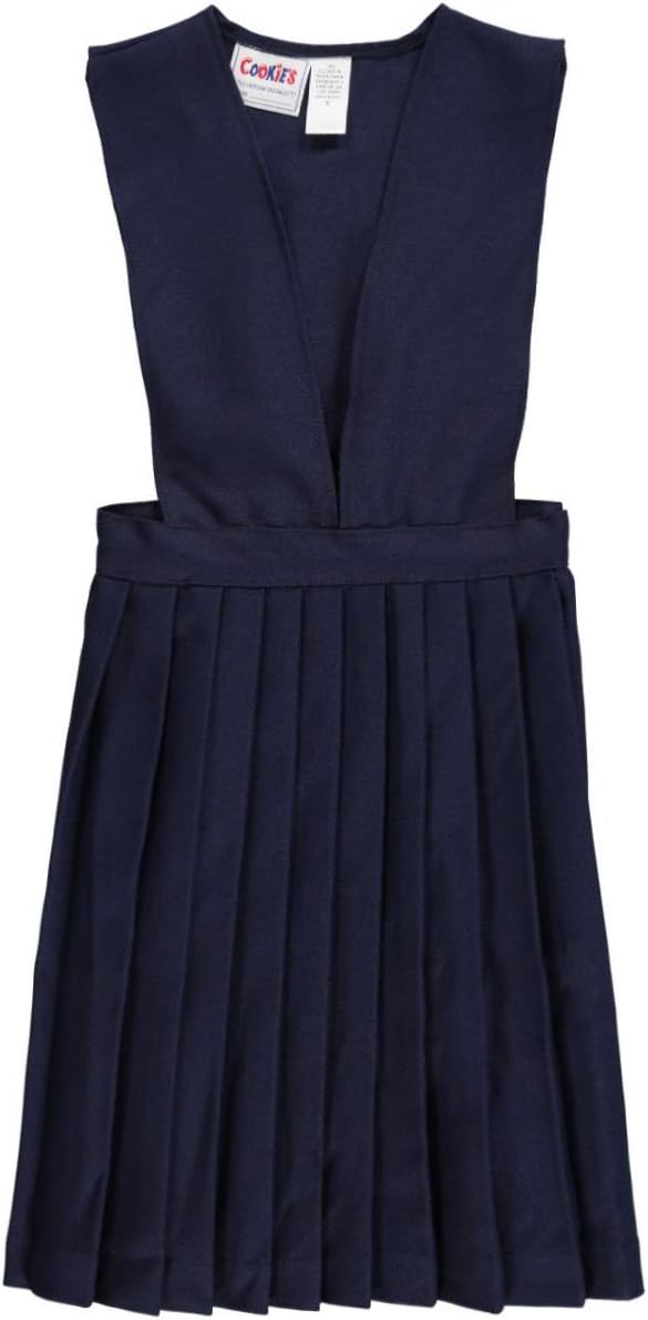 Cookie's Brand Big Girls' V-Neck Pleated Jumper (Special Order Sizes) - Navy