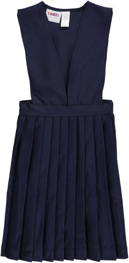 Cookie's Brand Big Girls' V-Neck Pleated Jumper (Special Order Sizes) - Navy