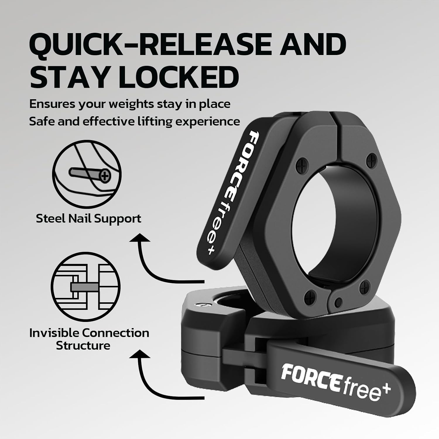 Barbell Clips (Pair), Barbell Clamps, Quick Release Olympic Barbell Clamps with Anti Slip TPR Grip, Barbell Collars