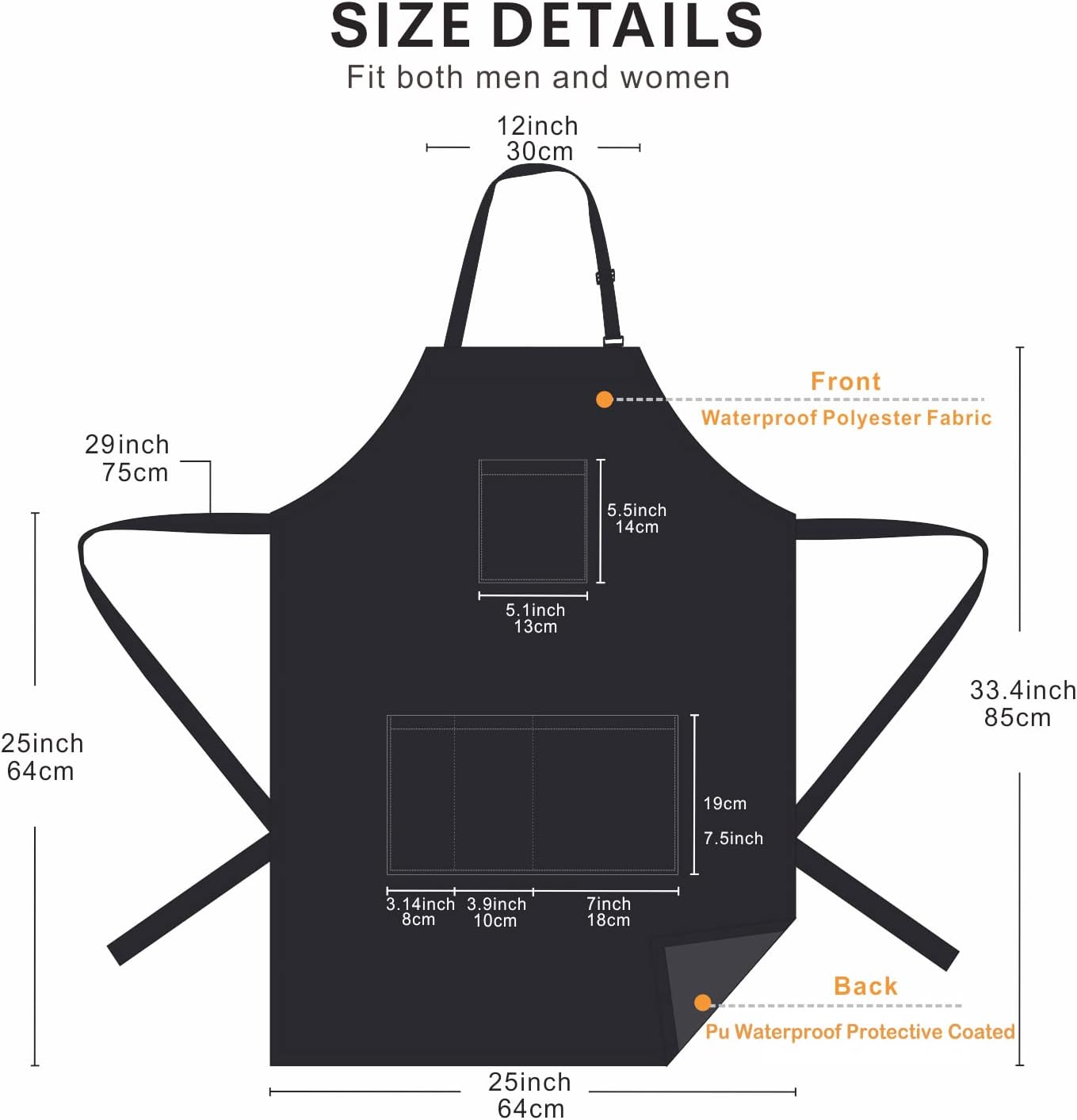 Hair Stylist Apron - Salon Aprons Pu Waterproof Protective Coated - Bleach Proof Barber Apron for Women/Men with