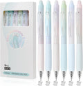 Erasable Pens, 6 Pack Fine Point 0.5mm Black Erasable Gel Pens | 360°Rotating Erasers, Make Mistakes Disappear