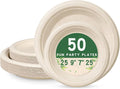 Compostable Paper Plates, 7 inch & 9 Inch, 50 Pack