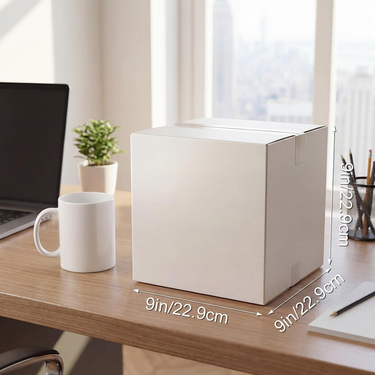9x9x9 Shipping Boxes 15 Pack, White Corrugated Cardboard Boxes with Side-Lock and Pre-Applied Double-Sided Tape, Easy