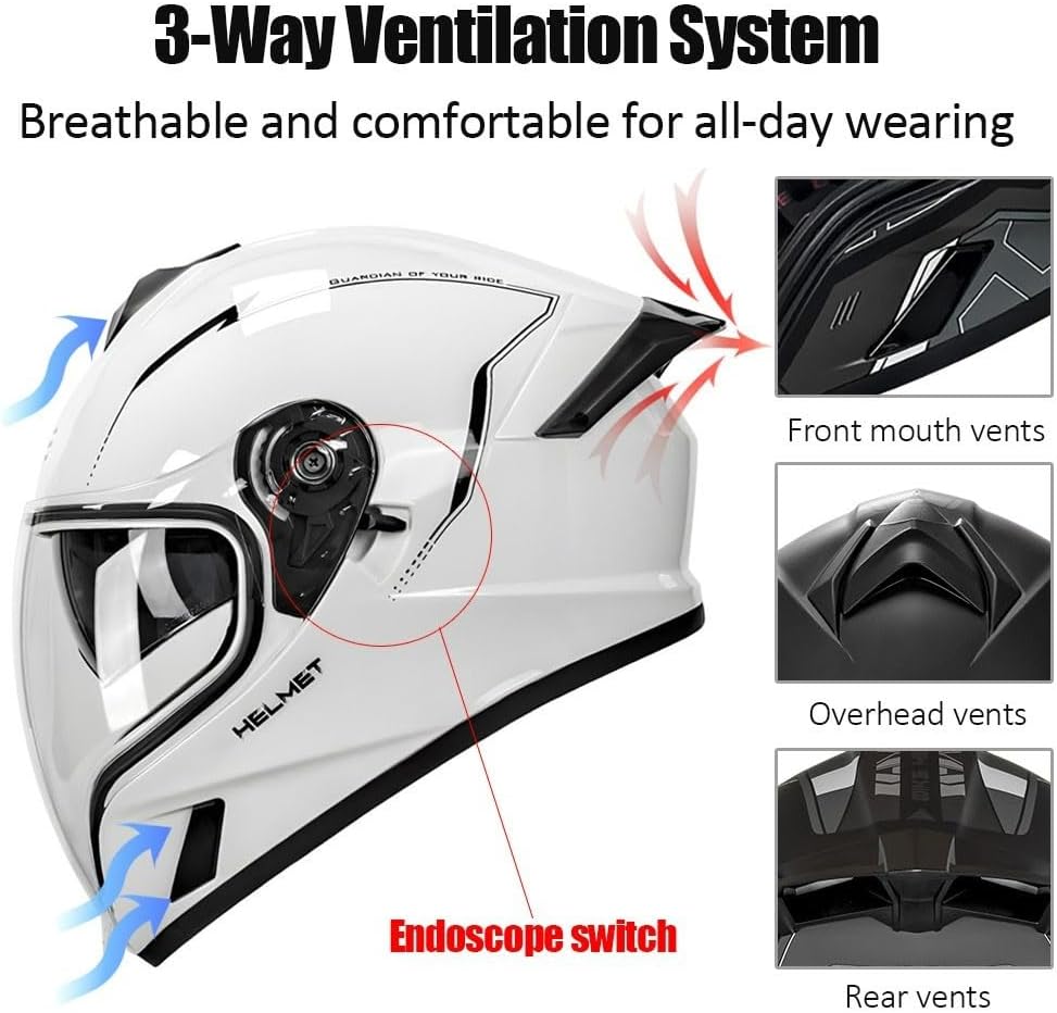 Bluetooth Full Face Motorcycle Helmet DOT Approved Modular Motorcycle Helmets with Built-in Sun Visor