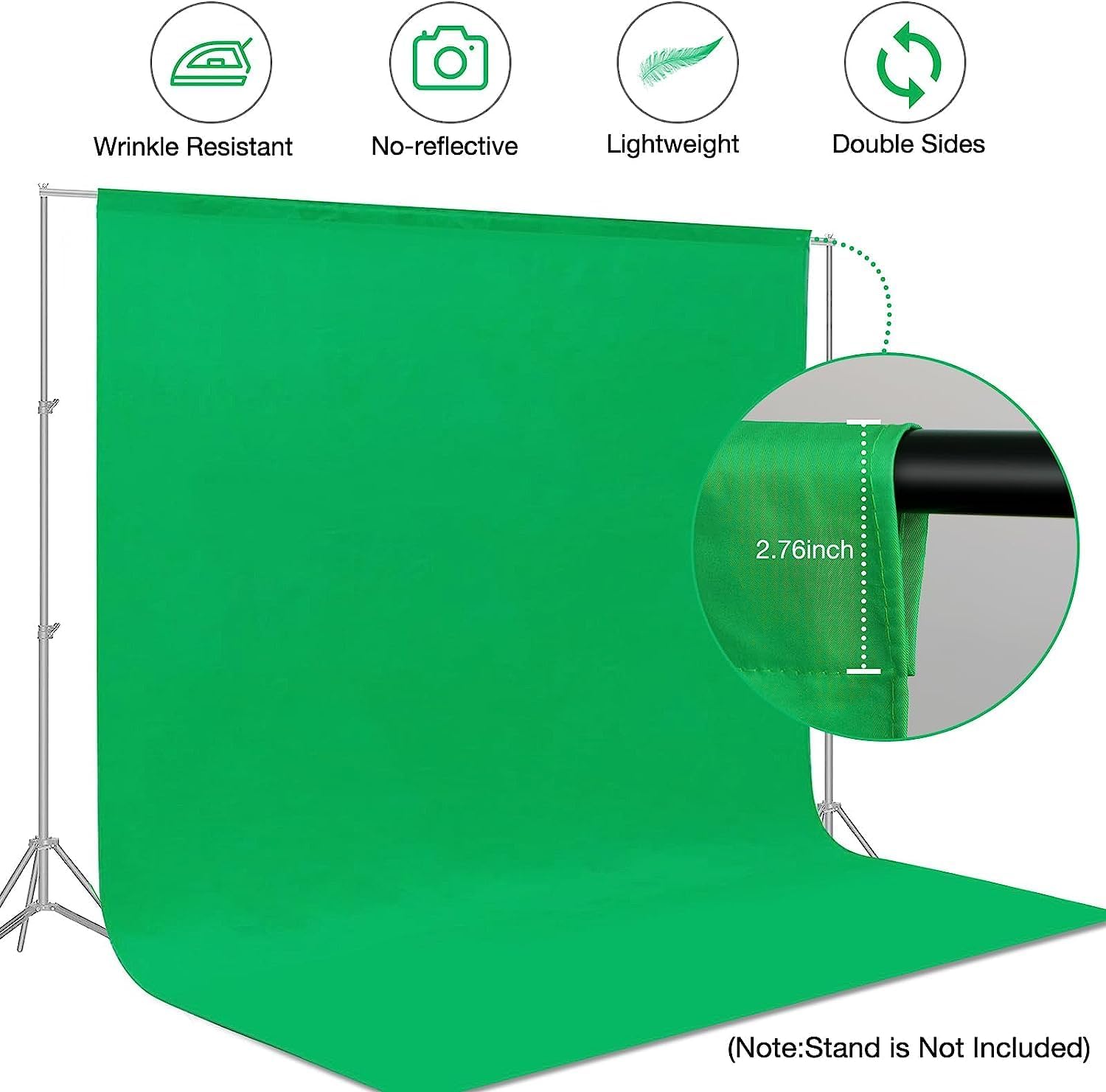 10 X 7 FT Green Screen Backdrop for Photography, Virtual GreenScreen | Chromakey Background Sheet for Zoom Meeting