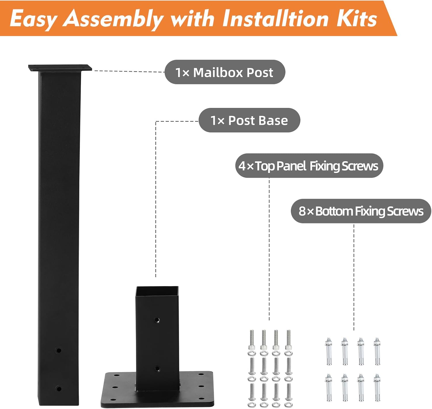 Mailbox Post with Post Base, 27 inch, Heavy Duty Q235 Steel Mailbox Posts for Outside, High Mounting Post for Street