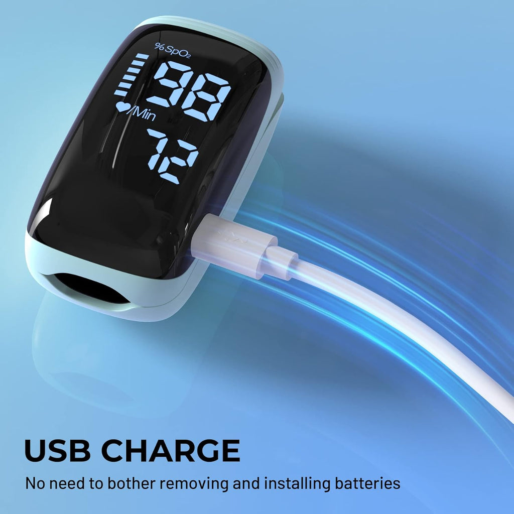 Finger Pulse Oximeter, Fingertip Blood Oxygen Saturation with Pulse Monitor Rechargeable, Accurate Spo2 Reading for