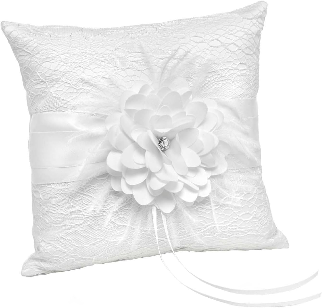 White Layers of Lace Wedding Ring Bearer Pillow