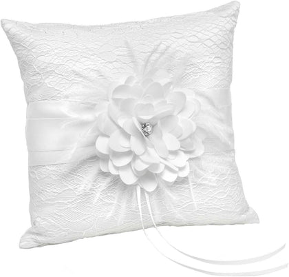 White Layers of Lace Wedding Ring Bearer Pillow