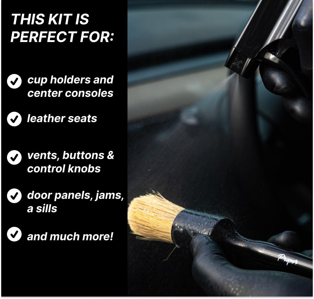 Interior Car Cleaning Kit - Professional Auto Detailing Supplies with Brush for Complete Vehicle Interior Detailing
