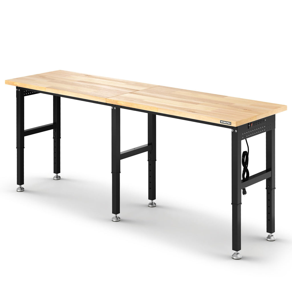 96" Adjustable Workbench, Power Outlet & Pegboard, 4000LBS Capacity