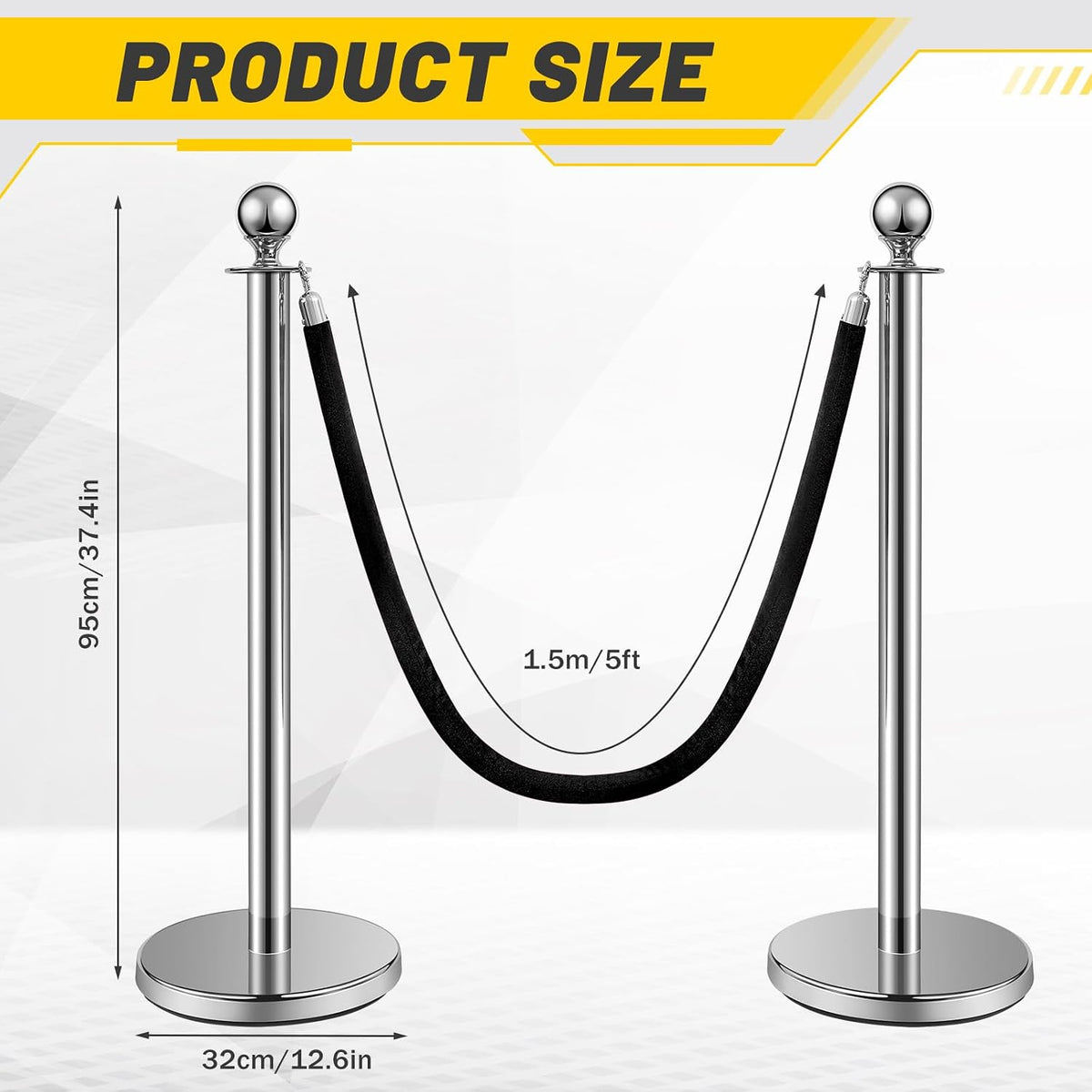 8 Pcs 2026 Wedding Stanchions and Velvet Ropes Set, Silver