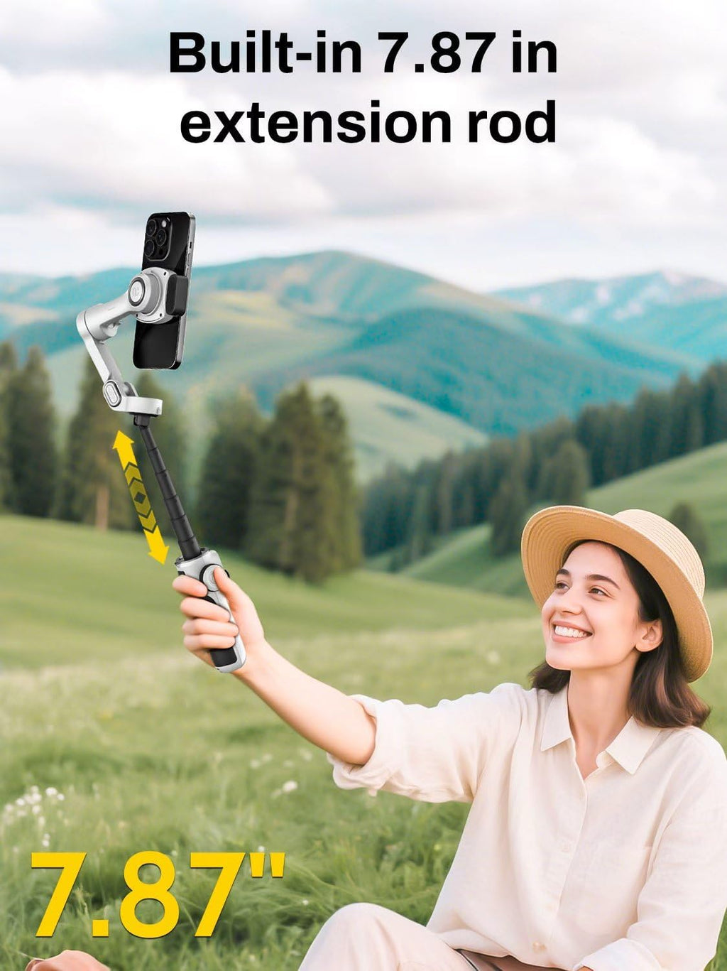 Smart P2 Magnetic Gimbal Stabilizer for iPhone w/ 2-in-1 Fill Light & AI Tracking Sensor, Face Tracking No App