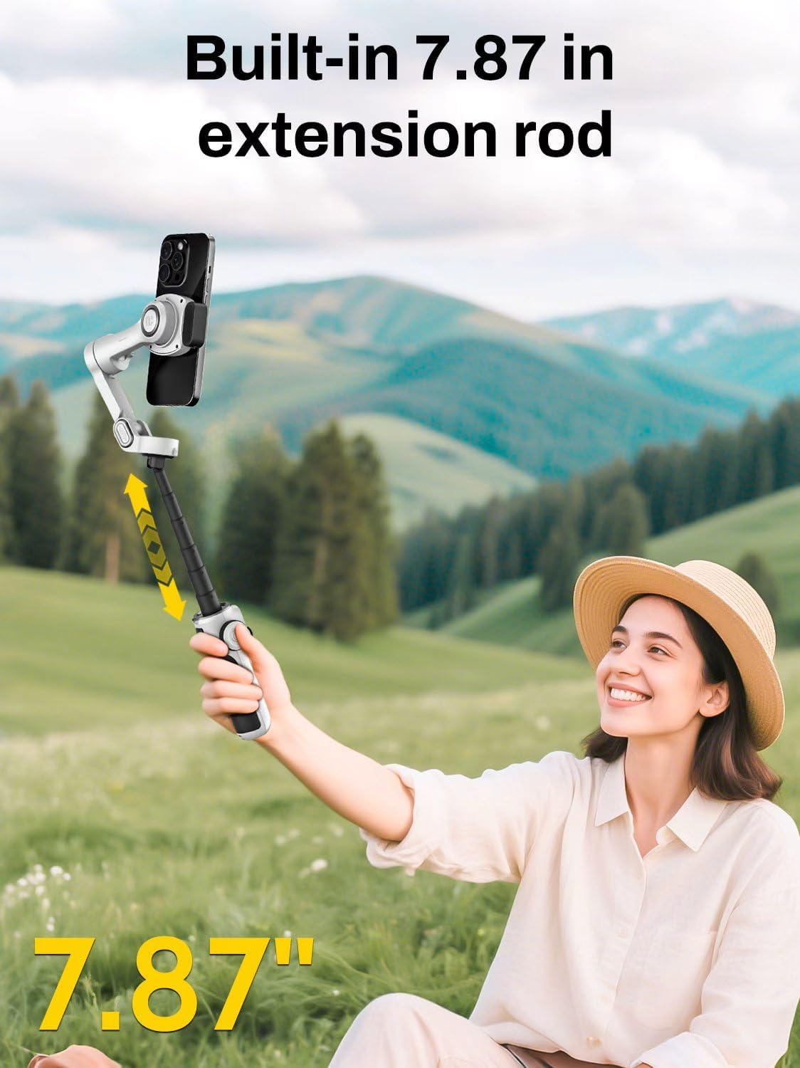 Smart P2 Magnetic Gimbal Stabilizer for iPhone w/ 2-in-1 Fill Light & AI Tracking Sensor, Face Tracking No App