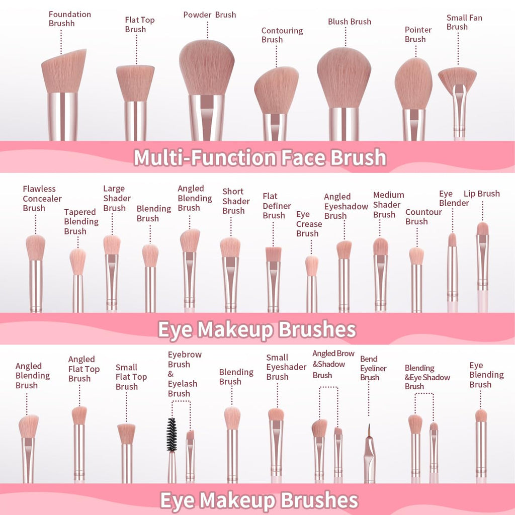 Makeup Brush Set 49 Pcs Makeup Tool Set Premium Synthetic Foundation Powder Concealers Eye shadows Blush Makeup