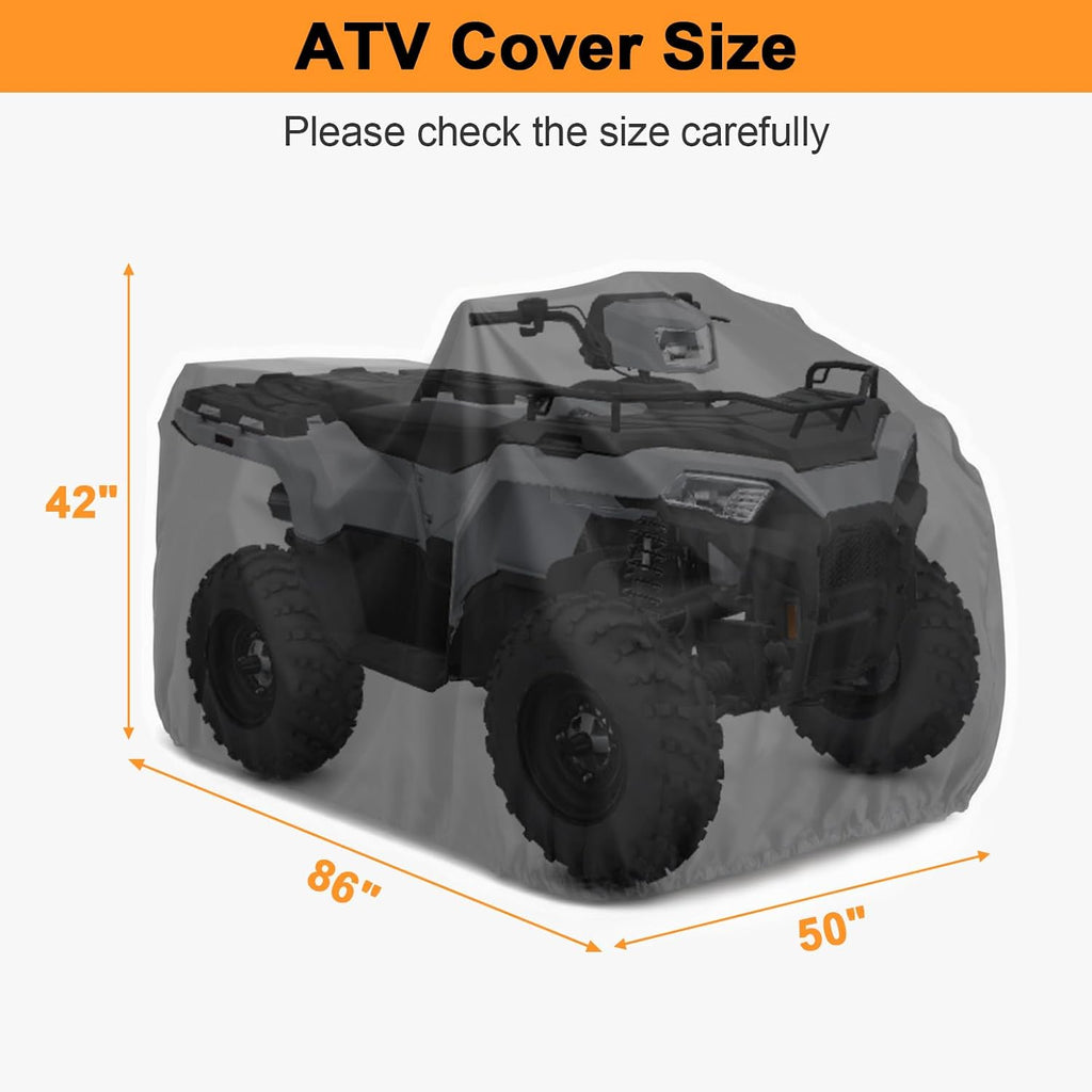 ATV Cover 600D Heavy Duty Oxford Fabric, 86" x 50" x 42", Medium | Waterproof, Windproof, UV Resistant, Reflective
