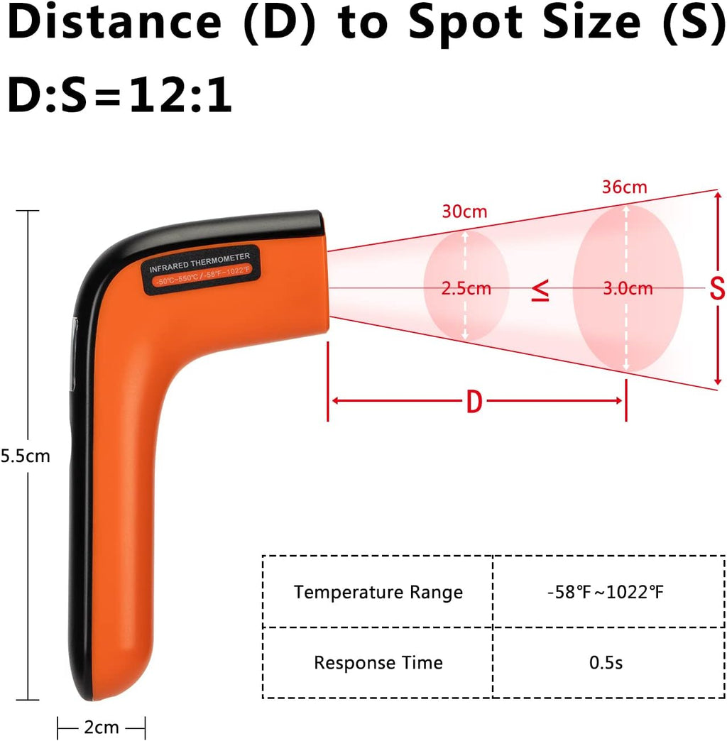 Rechargeable Infrared Thermometer Gun for Cooking, Laser Temperature Gun